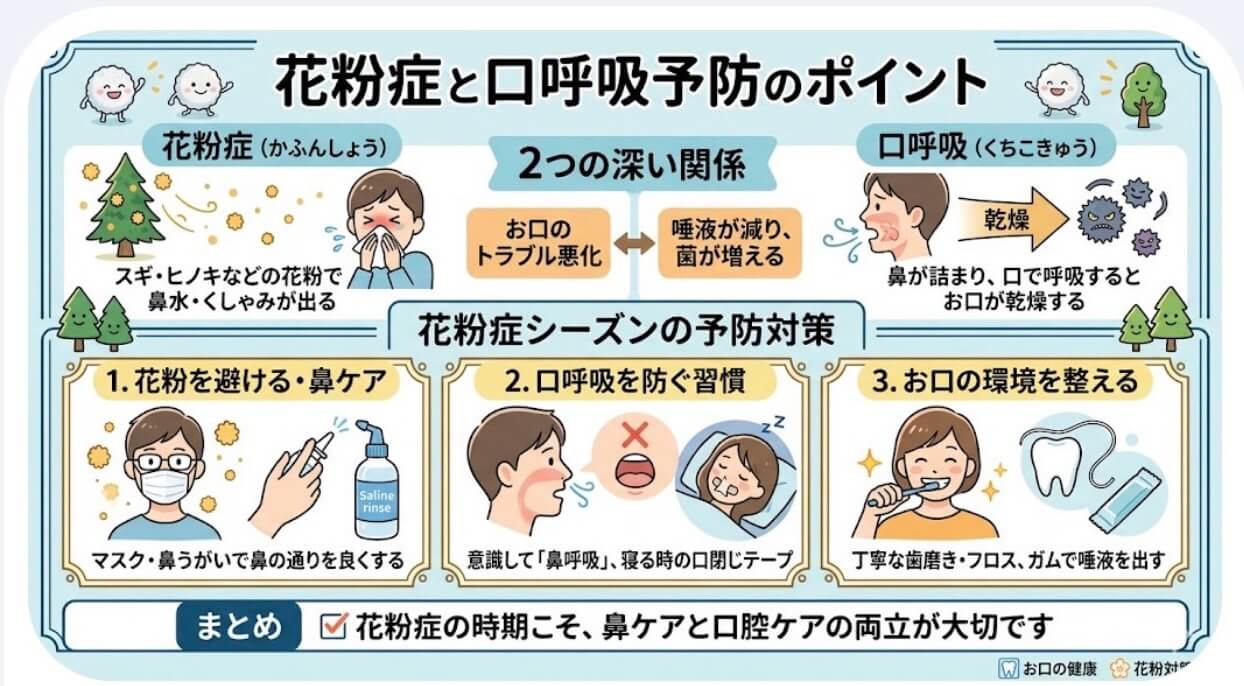 花粉症と口呼吸予防のポイント画像